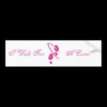 Pink Ribbon Footprints I Walk For A Cure bumper stickers