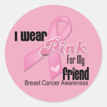 Pink Ribbon Friend Breast Cancer Round Sticker