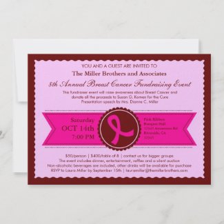 Pink Ribbon Fundraising Event Invitation