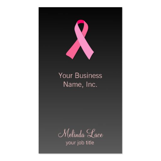 Pink Ribbon Gradient Background Business Cards (front side)