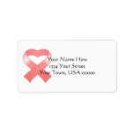 Pink Ribbon Heart Address Labels