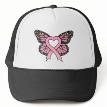 Pink Ribbon Heart Butterfly Hat