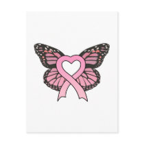 Pink Ribbon Heart Butterfly Postcard by pinkribbonshirts Pink Ribbon Heart Butterfly Postcard