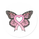 Pink Ribbon Heart Butterfly Sticker by pinkribbonshirts Pink Ribbon Heart Butterfly Sticker