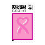 Pink Ribbon Heart Stamp