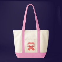 Pink Ribbon Heart Tote Bag bags