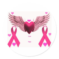 Pink Ribbon Hearts stickers