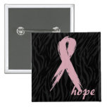 pink ribbon; hope zebra print buttons