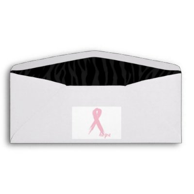 Printing Envelope on Pink Ribbon  Hope Zebra Print Envelopes By Dreamlivelovelaugh