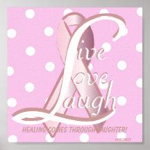 Pink Ribbon Laugh Live Love Poster-Customize