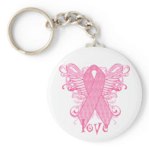 Pink Ribbon Love Keychains