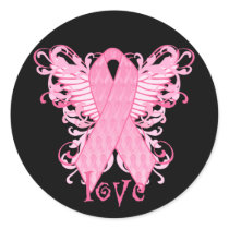 Pink Ribbon Love Round Sticker