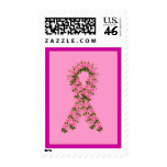 Pink Ribbon Made of Pink Roses Stamp