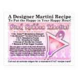 Pink Ribbon Martini Recipe Postcard for Breast Can