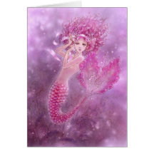 Pink Ribbon Mermaid Greeting Card