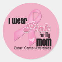 Pink Ribbon Mom Breast Cancer Round Sticker