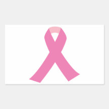 Pink ribbon of breast cancer awareness rectangle sticker