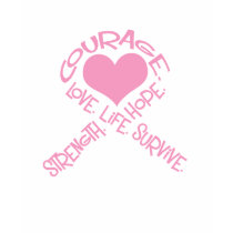 Pink Ribbon of Words Breast Cancer Long Sleeve t-shirts
