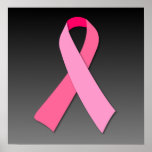 Pink Ribbon on Dark Gradient Posters