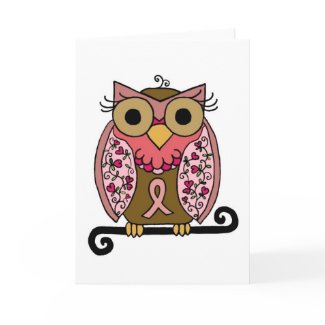Pink Ribbon Owl Card