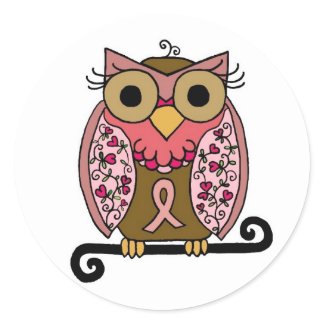 Pink Ribbon Owl sticker
