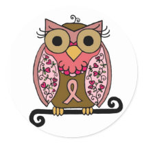 Pink Ribbon Owl stickers