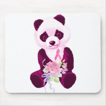 Pink Ribbon Panda Bear Mousepads
