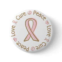 Pink Ribbon Peace Love Cure Breast Cancer buttons
