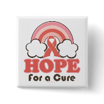 Pink Ribbon Rainbow Hope For A Cure Button by PinkRibbonTeesGifts Pink Ribbon Rainbow Hope For A Cure Button