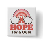 Pink Ribbon Rainbow Hope For A Cure Button