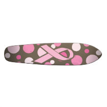 Pink Ribbon Retro Skateboard