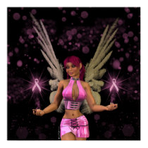 Pink Ribbon Sexy Fairys for a Cure Cancer Artwork posters by sexyshirts2 Pink Ribbon Sexy Fairys for a Cure Cancer Artwork posters
