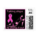 Pink Ribbon Shoes for Breast Cancer Awareness stamps