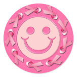 PINK RIBBON SMILEY FACE STICKER