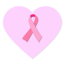 Pink Ribbon Heart Sticker