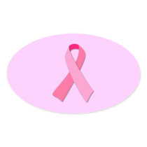Pink Ribbon Oval Sticker