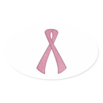 Pink Ribbon Oval Stickers