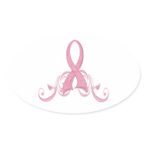 Pink Ribbon Oval Sticker