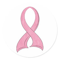 Pink Ribbon Round Sticker