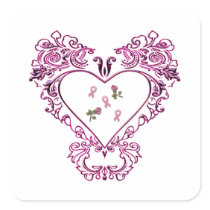 Pink Ribbon Square Stickers