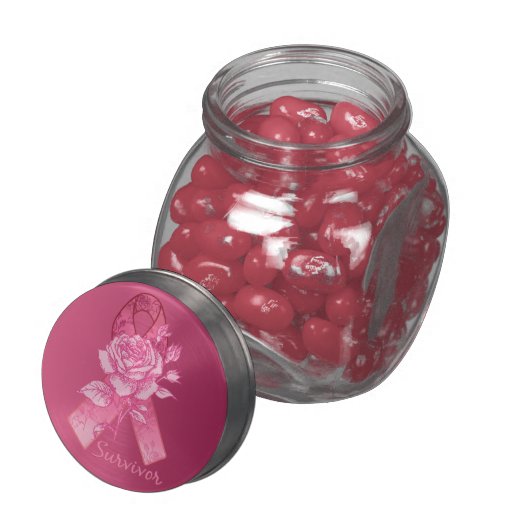 Pink Ribbon Survivor Candy Jar Jelly Belly Candy Jar Zazzle
