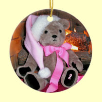 Pink Ribbon Teddy Bear Christmas Ornament ornaments