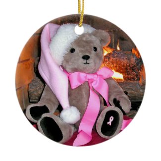 Pink Ribbon Teddy Bear Christmas Ornament ornament