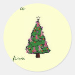 Pink Ribbon Tree Gift Sticker