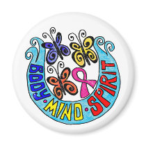 Pink Ribbon w/ Butterflies and  Body Mind Spirit magnets