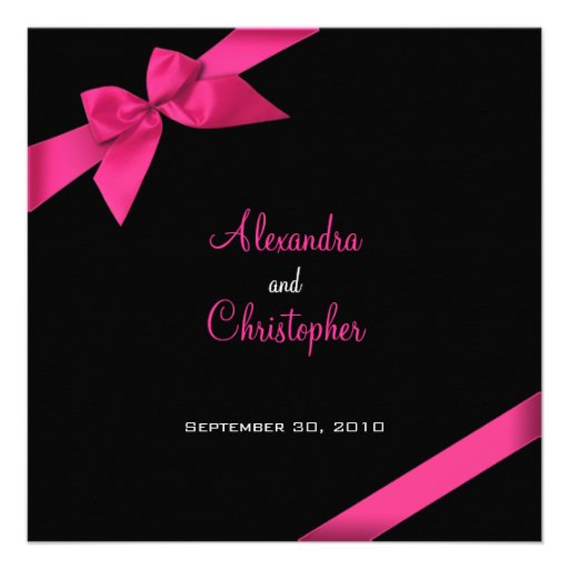 Pink Ribbon Wedding Announcement