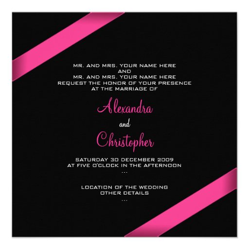 Pink Ribbon Wedding Announcement