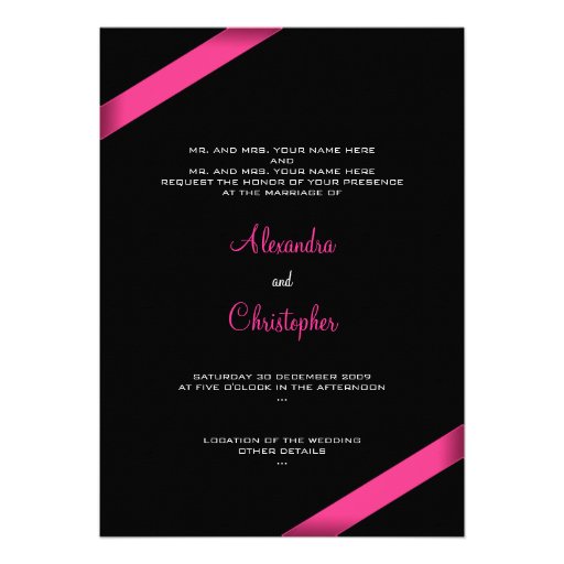 Pink Ribbon Wedding Announcement