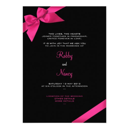 Pink Ribbon Wedding Announcement 2