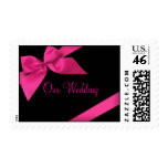 Pink Ribbon Wedding Invitation Announcement RSVP Postage